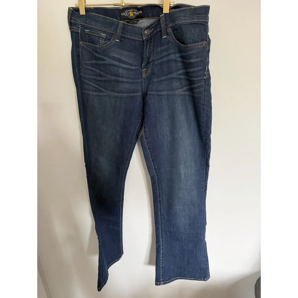 Lucky Brand‎ Womens Mid Rise Bootcut Jeans Dark Wash Size 12 31 Stretch Denim